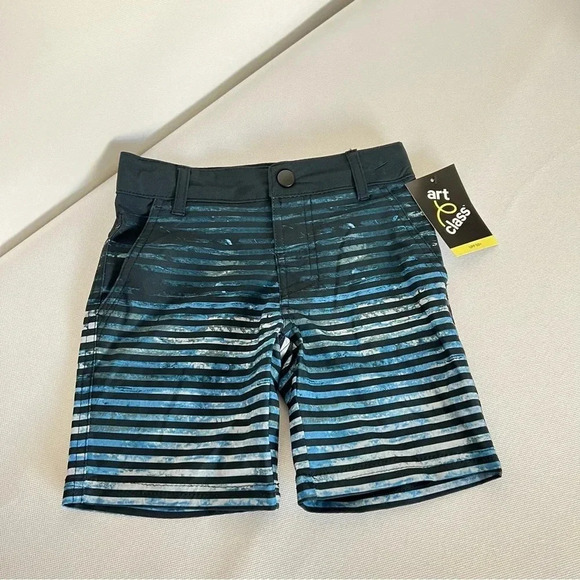Art Class Striped Hybrid Swim Shorts Size 4 Boys Kids Black Tie Dye - Picture 1 of 6